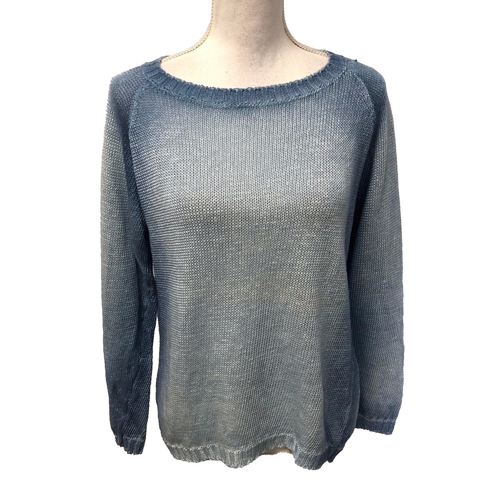 Avant Toi Linen Sweater Jumper Womens Medium Blue Lightweight Beachy Nautical